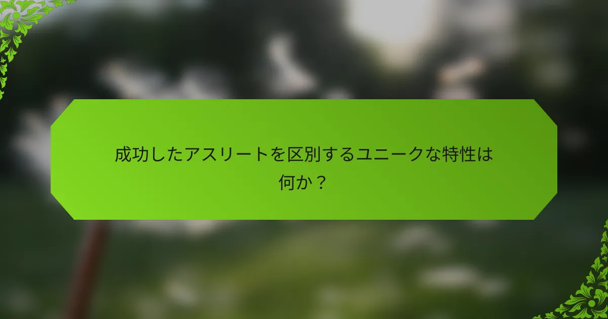 成功したアスリートを区別するユニークな特性は何か？