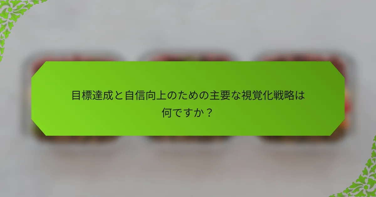 目標達成と自信向上のための主要な視覚化戦略は何ですか？