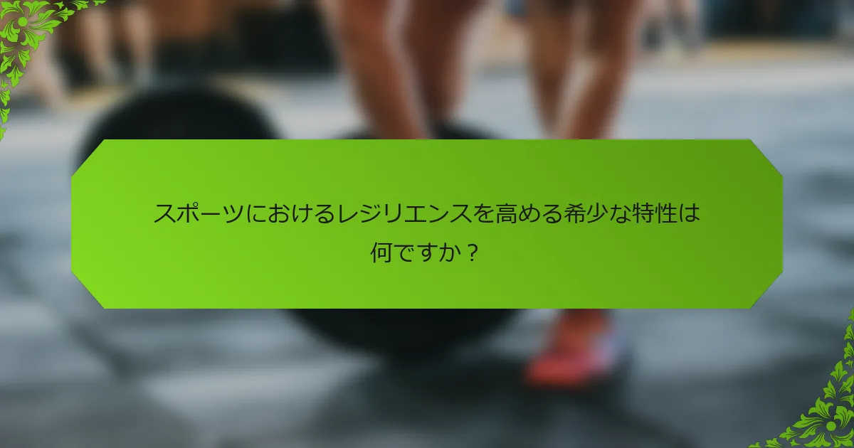 スポーツにおけるレジリエンスを高める希少な特性は何ですか？