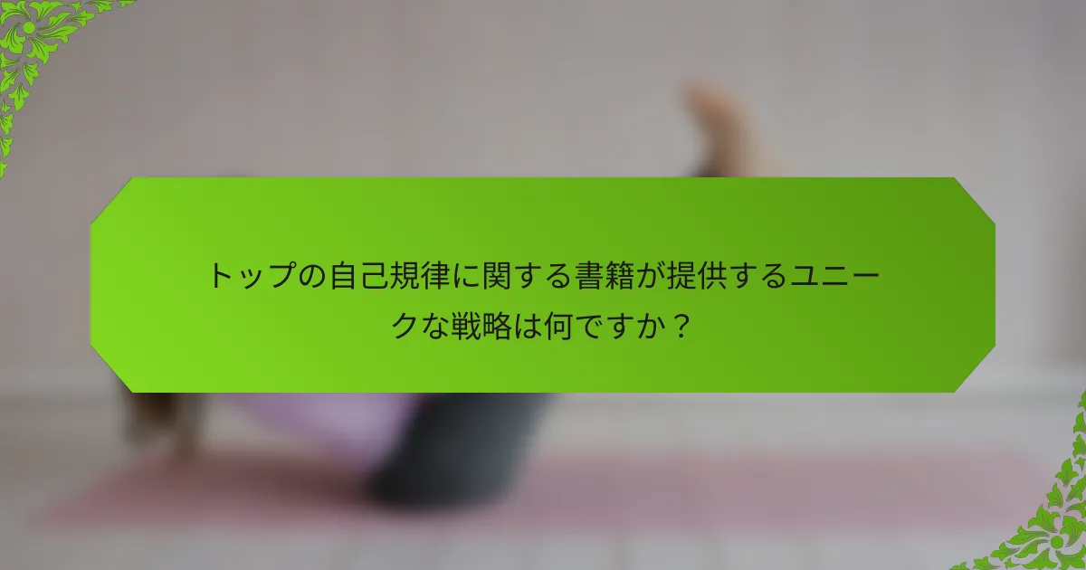 トップの自己規律に関する書籍が提供するユニークな戦略は何ですか？