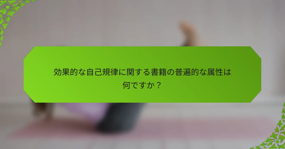 効果的な自己規律に関する書籍の普遍的な属性は何ですか？